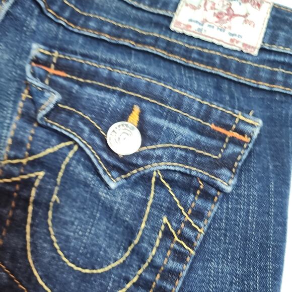 TRUE RELIGION EUC WOMEN'S SIZE 29 JOEY FLARE DENIM BLUE JEANS - Picture 8 of 10